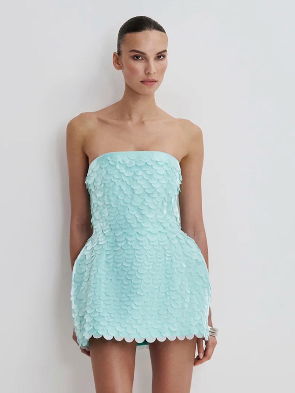 Selezza Scale-Detail Mini Dress in Blue